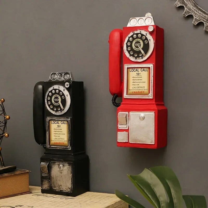 Vintage telefonska figurica Retro stari antikni stolni ukras Namještaj za montiranje na zid Telefonski kipovi Ukrasi za kafić Poklon