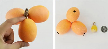 Lifelike Faux Fruit Simulated Loquat Διακοσμητικός Αφρός Τεχνητά Φρούτα Ψεύτικα Φρούτα Φωτογραφικά στηρίγματα Διακόσμηση σπιτιού