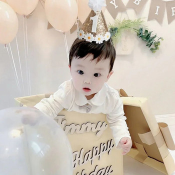 Ins Birthday Hat Shiny 1 2 3 Baby Shower Banquet Καπέλα μαργαρίτα για πάρτι για αγόρι κορίτσι Παιδικό ντεκόρ Χριστουγεννιάτικες προμήθειες κεφαλής