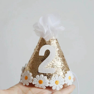 Ins Rođendanski šešir Sjajni 1 2 3 Baby Shower Banket Daisy Party Šeširi za dječake Djevojčice Dekoracija dječjeg dana Božićna traka za glavu Pribor