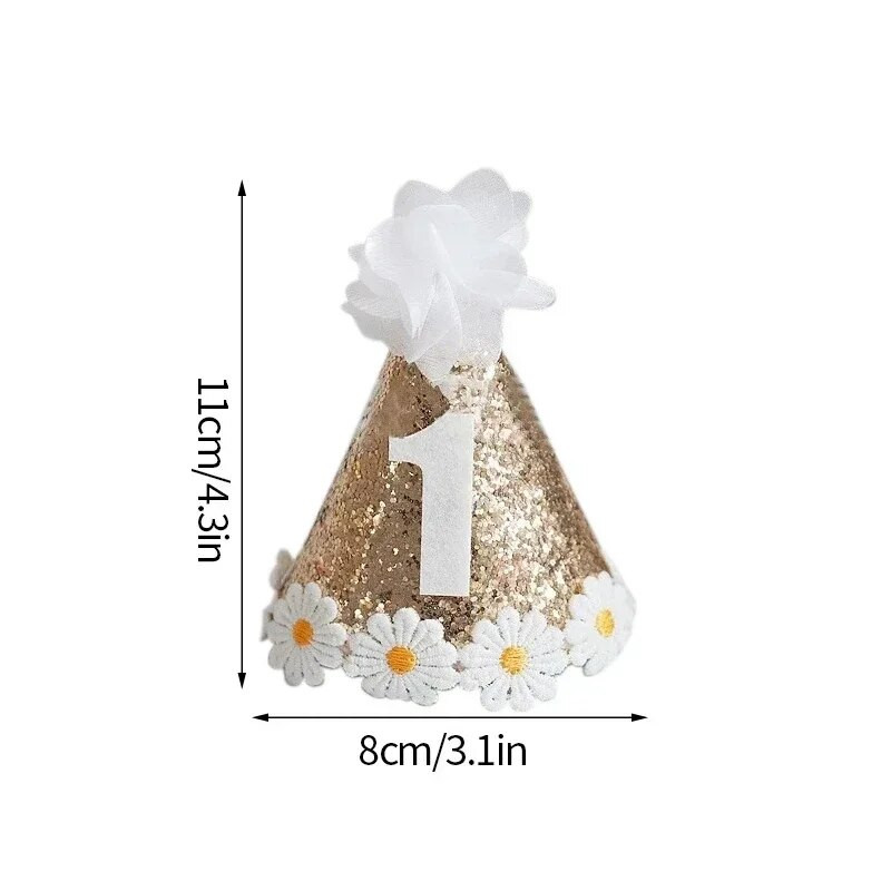 Ins Rođendanski šešir Sjajni 1 2 3 Baby Shower Banket Daisy Party Šeširi za dječake Djevojčice Dekoracija dječjeg dana Božićna traka za glavu Pribor