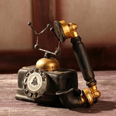 Dervos telefono modelis Senovinis telefonas Miniatiūrinis Retro knygynas Kavinė Decora Papuošalai Fotografija Rekvizitai Baras Dekoratyviniai telefonai