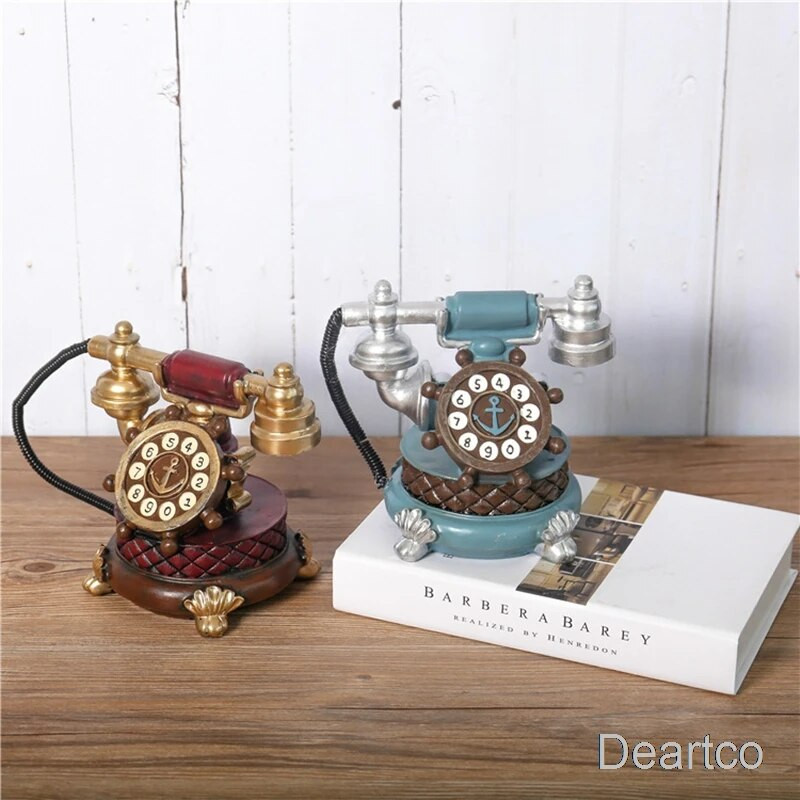 Deartco 18cm smola Retro telefonske figurice Kreativna europska kasica prasica Dodaci za uređenje doma Ručno izrađeni ukrasi Rukotvorine