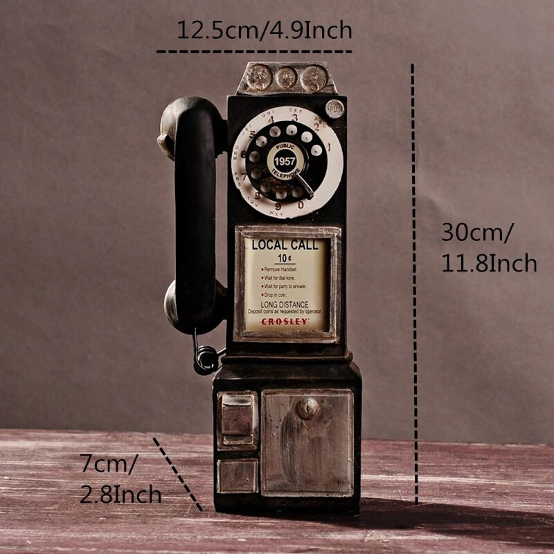 VILEAD 30cm smola Retro telefonske figurice Stari prljavi zanati Vintage ukrasi za dom Kreativni europski zanatski dodaci