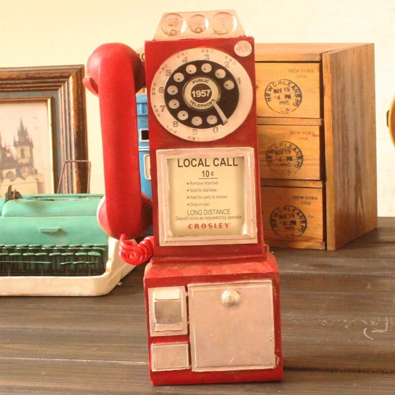 VILEAD 30cm smola Retro telefonske figurice Stari prljavi zanati Vintage ukrasi za dom Kreativni europski zanatski dodaci