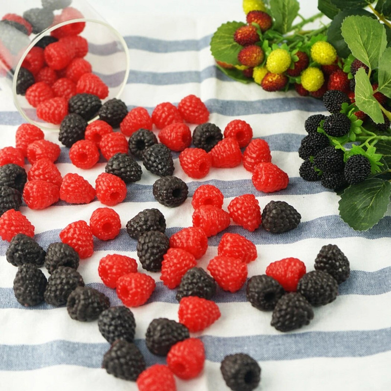 4 ks/sada realistického umelého ovocia, realistickej maliny, umelej rastliny, fotografické rekvizity, bytové dekorácie, umelej maliny