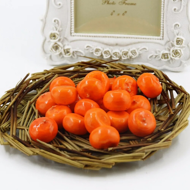 Pigūs 20 vnt Mini oranžiniai dirbtiniai vaisiai ir daržovės vestuvių namų dekoravimui pažintinis žaislas netikros plastikinės putplasčio uogos