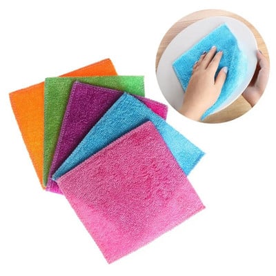 New Cleaning Towel Anti-grease Dish Cloth Bamboo Fiber Washing Towel Kitchen Household Scouring Pad Magic Cleaning Rags