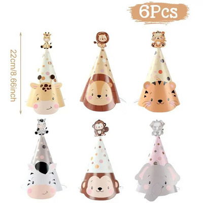 6 kom/lot novih lijepih crtanih papirnatih kapa za zabave s temom lava iz džungle