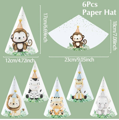 6 kom/lot novih lijepih crtanih papirnatih kapa za zabave s temom lava iz džungle