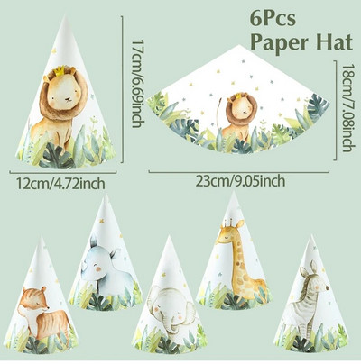 6 kom/lot novih lijepih crtanih papirnatih kapa za zabave s temom lava iz džungle