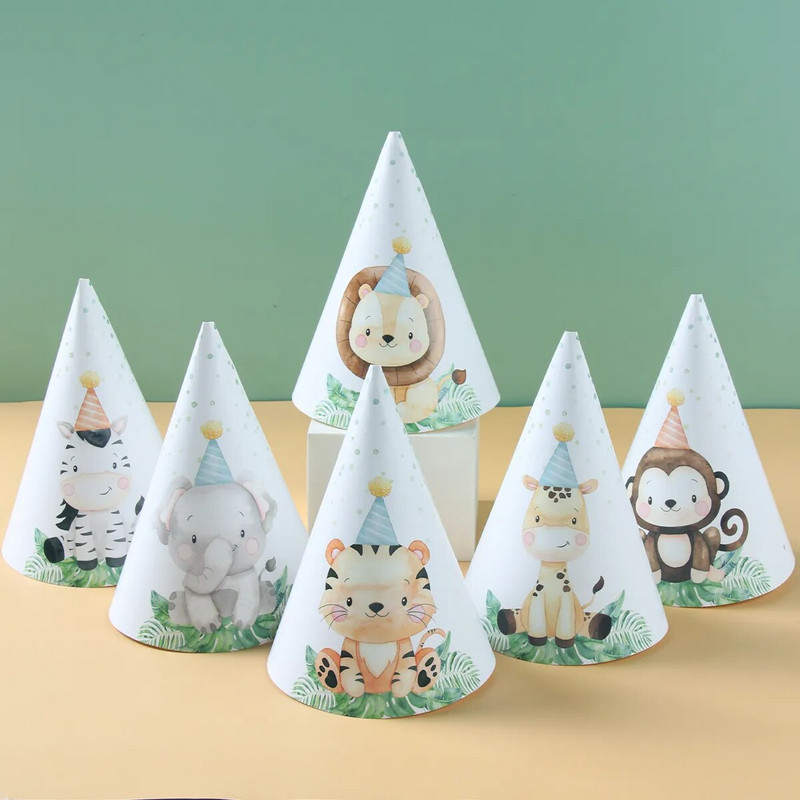 6 kom/lot novih lijepih crtanih papirnatih kapa za zabave s temom lava iz džungle