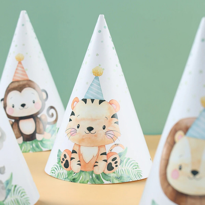 6 kom/lot novih lijepih crtanih papirnatih kapa za zabave s temom lava iz džungle