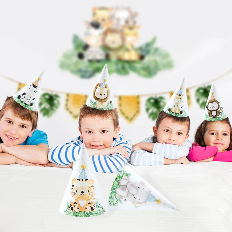6 kom/lot novih lijepih crtanih papirnatih kapa za zabave s temom lava iz džungle
