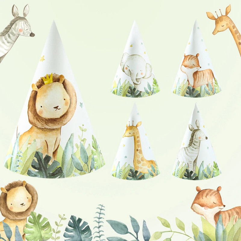6 kom/lot novih lijepih crtanih papirnatih kapa za zabave s temom lava iz džungle