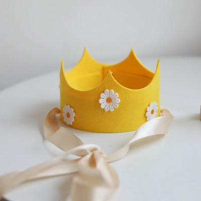 Ins Vaikai Daisy Gimtadienio vakarėlio karūna Geltona rožinė gėlių kepurė 3 4 5 6 7 8 9 metų kūdikių dušas saulėgrąžų tema Gimtadienio galvos apdangalai