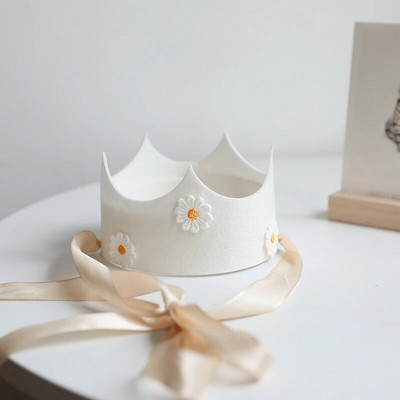 Ins Vaikai Daisy Gimtadienio vakarėlio karūna Geltona rožinė gėlių kepurė 3 4 5 6 7 8 9 metų kūdikių dušas saulėgrąžų tema Gimtadienio galvos apdangalai