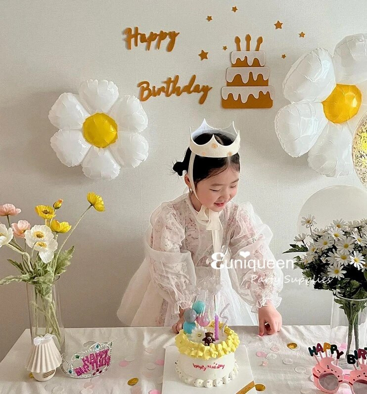Ins Vaikai Daisy Gimtadienio vakarėlio karūna Geltona rožinė gėlių kepurė 3 4 5 6 7 8 9 metų kūdikių dušas saulėgrąžų tema Gimtadienio galvos apdangalai