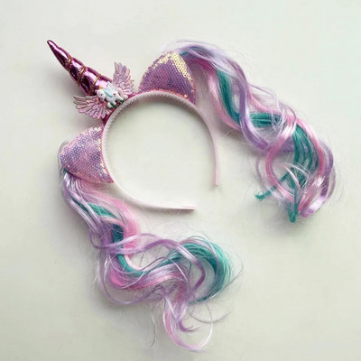 Unicorn Birthday Girl Headband Baby Shower Party Cute Kids Hair Hoop Hairbands Αξεσουάρ Unicorn Birthday Party Decor Headwear