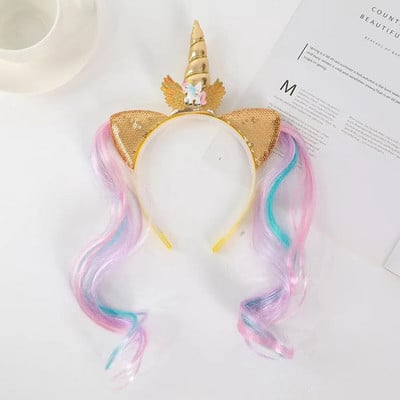 Unicorn Birthday Girl Headband Baby Shower Party Cute Kids Hair Hoop Hairbands Αξεσουάρ Unicorn Birthday Party Decor Headwear