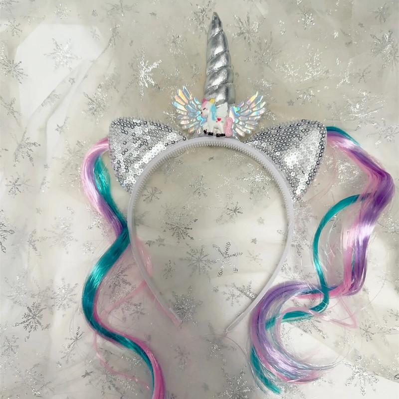 Unicorn Birthday Girl Headband Baby Shower Party Cute Kids Hair Hoop Hairbands Αξεσουάρ Unicorn Birthday Party Decor Headwear