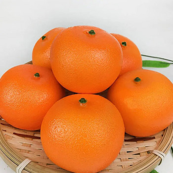 Симулиран оранжев модел от фалшива плодова пяна Декорация на домашен дисплей Изкуствени плодове Фалшиви зелени жълти оранжеви орнаменти Подпори за снимки