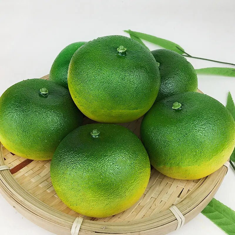 Simulirani narančasti lažni voćni pjenasti model Dekoracija kućnog zaslona Umjetno voće Lažno zeleno žuto narančasti ukrasi Rekviziti za fotografije