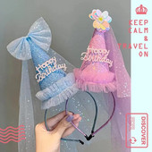 Proslava rođendanske zabave Svjetlucavi rođendanski šešir Vilin obruč za kosu One 123st Happy Birthday Party Decor Kids Girl Favor Headwear