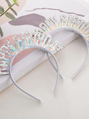 5 spalvų su gimtadieniu plaukų juosta Gimtadienio vakarėlio puošmena Rožiniai madingi blizgučiai mergaičių gimtadienio vakarėliui.