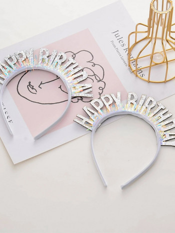 5 цвята Честит рожден ден Лента за коса Декорация за парти за рожден ден Розови модни пайети за момиче Рожден ден Baby Shower Парти консумативи