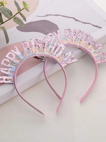 5 Χρώματα Χρόνια Πολλά Μαλλιά Διακόσμηση για πάρτι γενεθλίων Ροζ παγιέτα μόδας για κοριτσάκι Βρεφικά ντους για πάρτι γενεθλίων