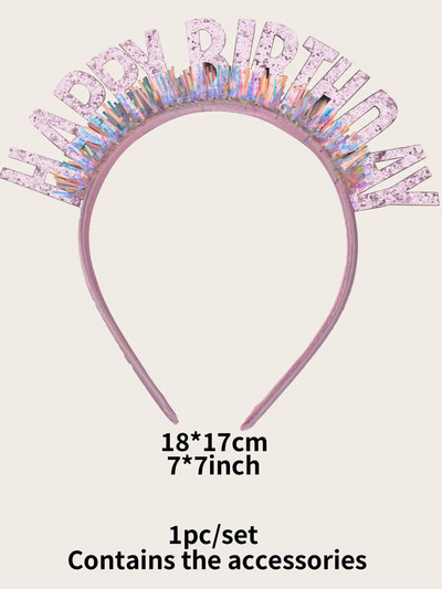 5 spalvų su gimtadieniu plaukų juosta Gimtadienio vakarėlio puošmena Rožiniai madingi blizgučiai mergaičių gimtadienio vakarėliui.