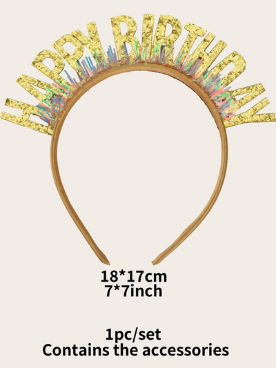 5 spalvų su gimtadieniu plaukų juosta Gimtadienio vakarėlio puošmena Rožiniai madingi blizgučiai mergaičių gimtadienio vakarėliui.