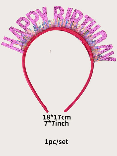 5 spalvų su gimtadieniu plaukų juosta Gimtadienio vakarėlio puošmena Rožiniai madingi blizgučiai mergaičių gimtadienio vakarėliui.