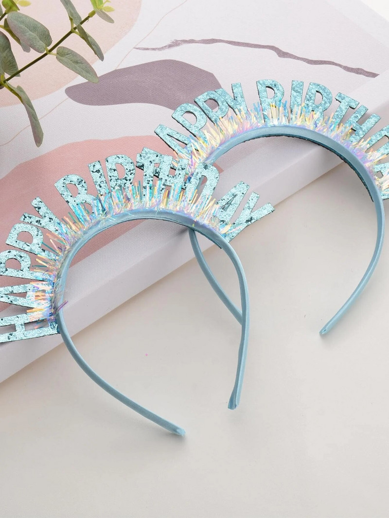 5 spalvų su gimtadieniu plaukų juosta Gimtadienio vakarėlio puošmena Rožiniai madingi blizgučiai mergaičių gimtadienio vakarėliui.