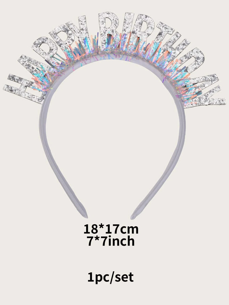 5 spalvų su gimtadieniu plaukų juosta Gimtadienio vakarėlio puošmena Rožiniai madingi blizgučiai mergaičių gimtadienio vakarėliui.