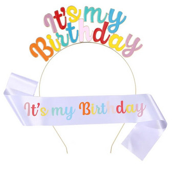 Δώρο γενεθλίων για τα μαλλιά στεφάνι ώμου ουράνιο τόξο έγχρωμο γράμμα It\'s my Birthday Headband Παιδικά κορίτσια Δώρο Χρόνια Πολλά Διακόσμηση πάρτι