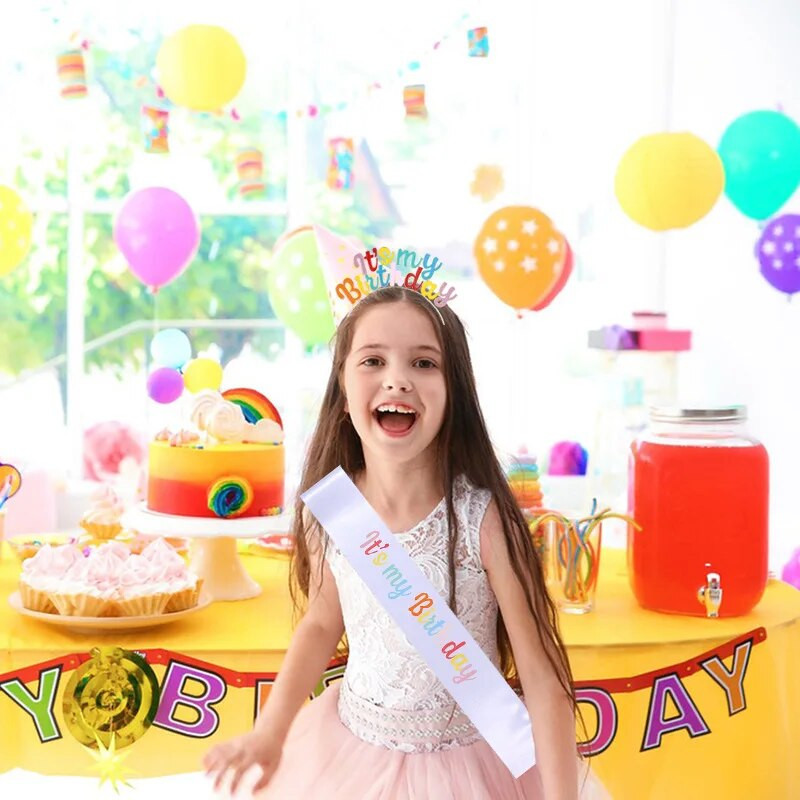 Rođendanski obruč za kosu Naramenica Slovo duginih boja To je moj rođendan Traka za glavu Dječji dar za djevojčice Dekoracija za sretan rođendan