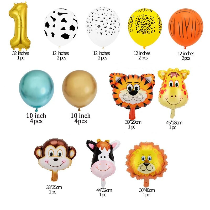 1 db Jungle Safari Happy Birthday Party Kids Baby ONE 1 2 3 éves koronás fejpántos kalap Születésnapi Baby Shower 1. Születésnapi Party