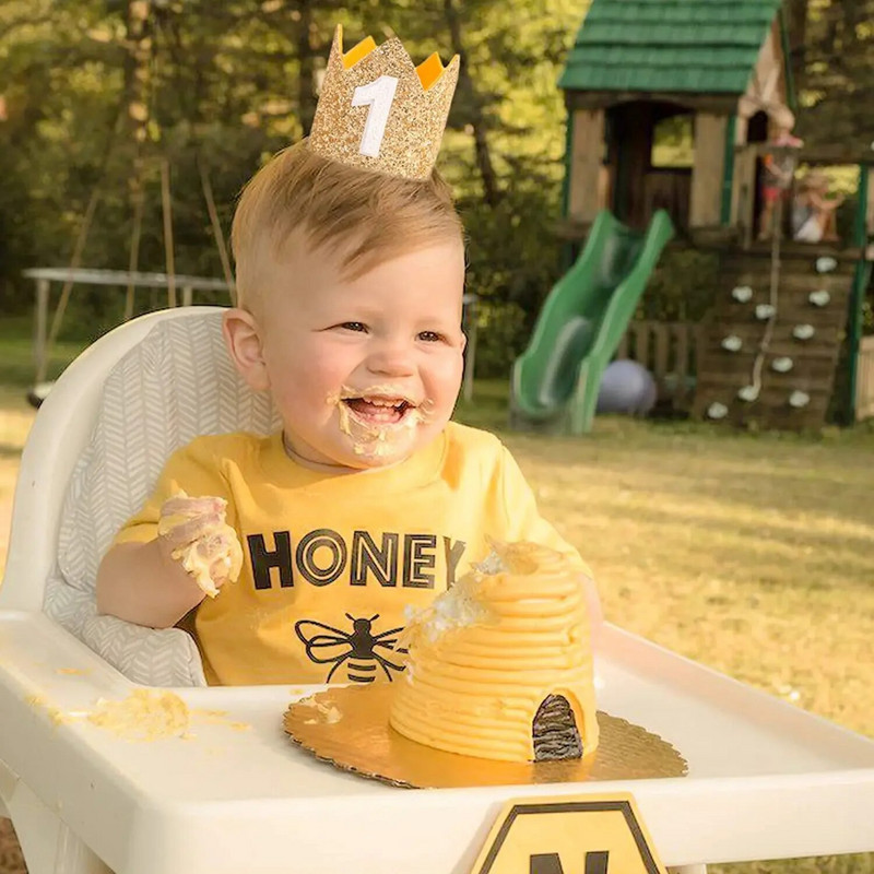 Rođendanska kruna za bebu od 1 godine Prvi 1. Sretan rođendan Dekoracija za zabavu Dječji dječak Djevojčica Dječji tuš Dekoracija za zabavu Šešir Banner za zabavu
