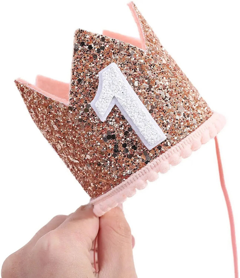 Rođendanska kruna za bebu od 1 godine Prvi 1. Sretan rođendan Dekoracija za zabavu Dječji dječak Djevojčica Dječji tuš Dekoracija za zabavu Šešir Banner za zabavu