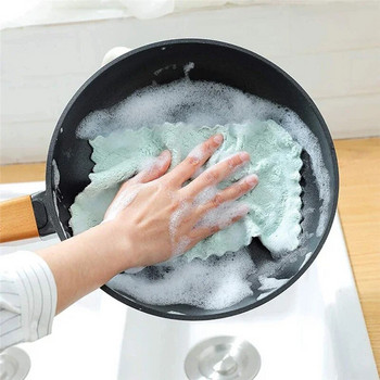 10 τμχ πετσέτα πιάτων από πανί κουζίνας Εξαιρετικά απορροφητική πετσέτα πιάτων από φλις κοραλλιών, μη λιπαρή που πλένεται και στεγνώνει γρήγορα.