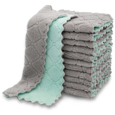 10pcs kitchen rag dish towel Super absorbent coral fleece dish towel non-greasy washable and quick-drying.