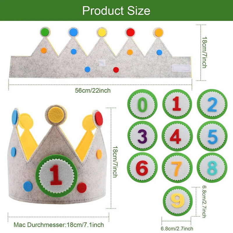 Párty dekorácie princezná sivá plsť pohodlná detská narodeninová čiapka nastaviteľná oslava odolná ľahká koruna foto rekvizity