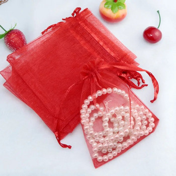 Нови 10 бр. (8 размера) Чанти от органза Торбички за сватбено тържество Хубава торбичка за подарък Избор от 21 цвята Опаковка за бижута Прозрачна марлена торбичка