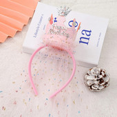 1 ks narodeninová ružová závojová čelenka na párty vlasové doplnky dekorácia