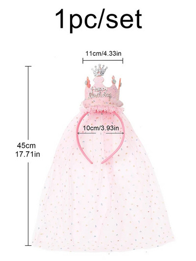 1 ks narodeninová ružová závojová čelenka na párty vlasové doplnky dekorácia