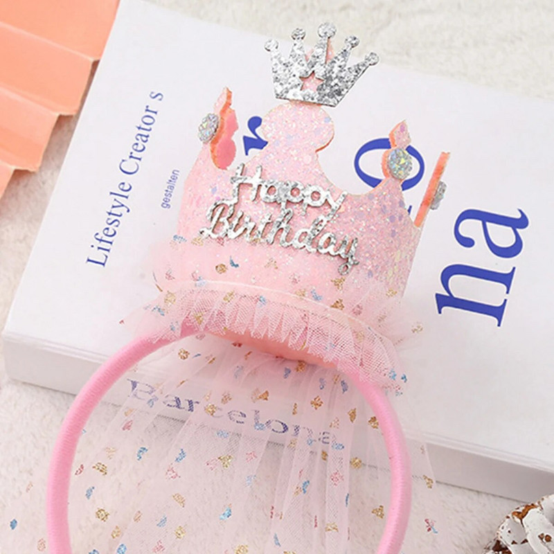 1 ks narodeninová ružová závojová čelenka na párty vlasové doplnky dekorácia