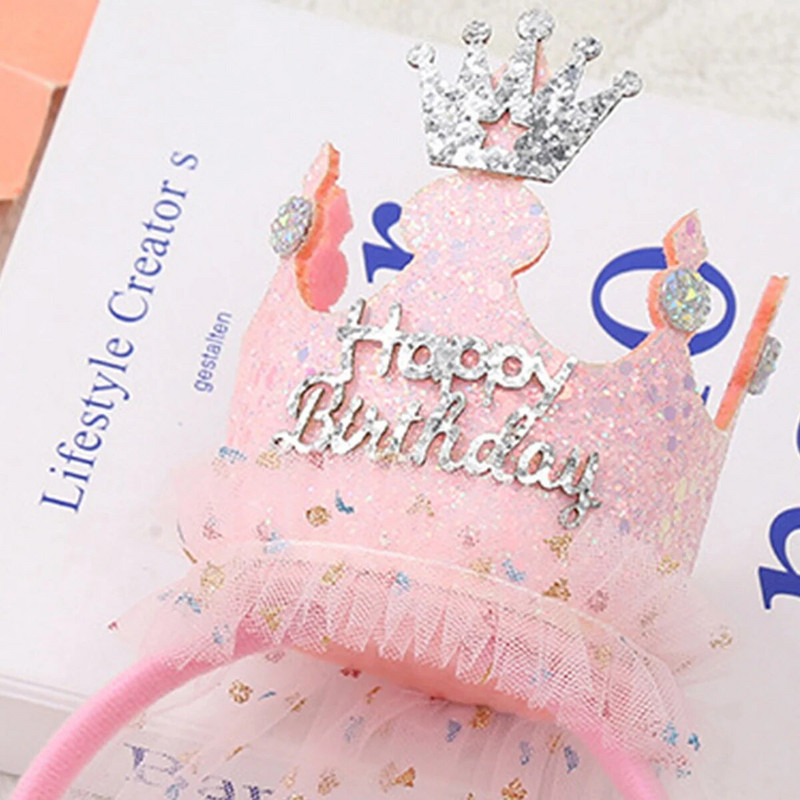 1 ks narodeninová ružová závojová čelenka na párty vlasové doplnky dekorácia