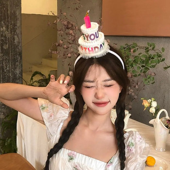Честит рожден ден, рожден ден, лента за коса, забавни аксесоари за коса, свещ, дамски обръч за коса, торта, цветна лента за глава в корейски стил, парти реквизит